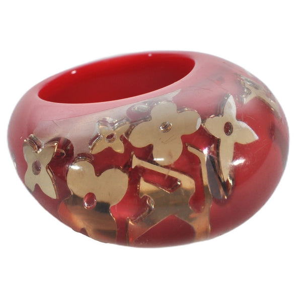 Authentic Louis Vuitton Berg Uncle John Ring Size 7 Red Clear M65776 LV 9610E