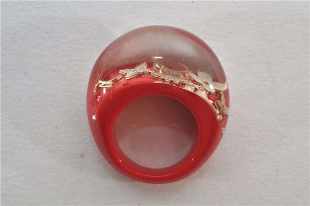 Authentic Louis Vuitton Berg Uncle John Ring Size 7 Red Clear M65776 LV 9610E