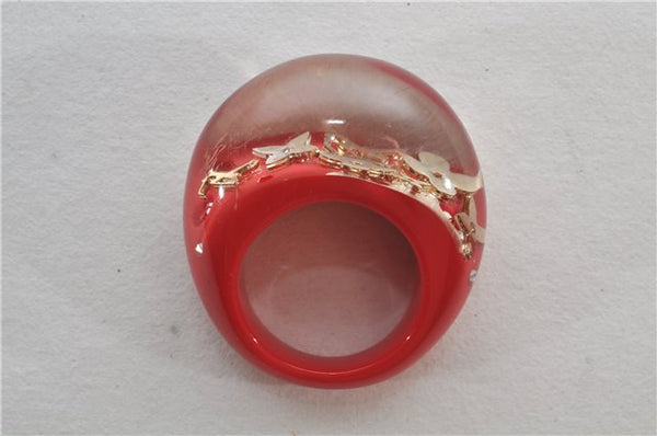 Authentic Louis Vuitton Berg Uncle John Ring Size 7 Red Clear M65776 LV 9610E