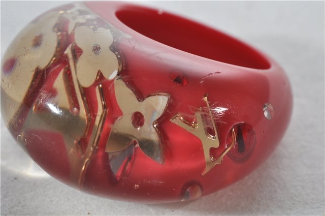 Authentic Louis Vuitton Berg Uncle John Ring Size 7 Red Clear M65776 LV 9610E