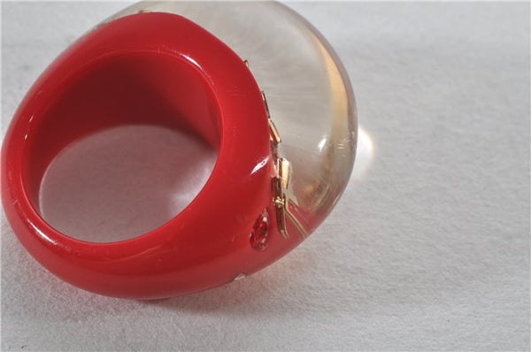 Authentic Louis Vuitton Berg Uncle John Ring Size 7 Red Clear M65776 LV 9610E