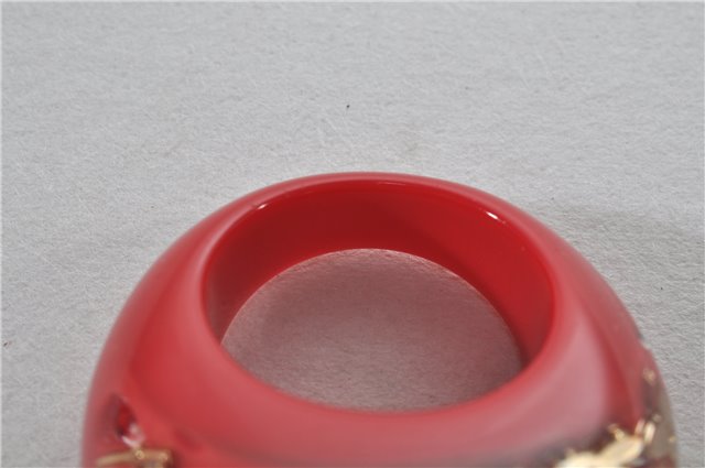 Authentic Louis Vuitton Berg Uncle John Ring Size 7 Red Clear M65776 LV 9610E