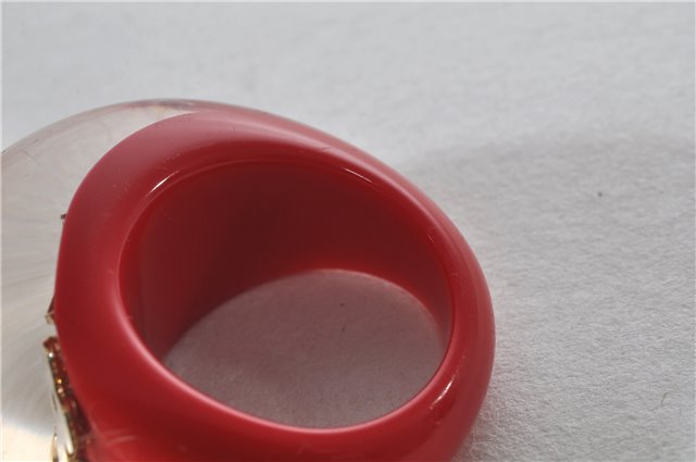 Authentic Louis Vuitton Berg Uncle John Ring Size 7 Red Clear M65776 LV 9610E
