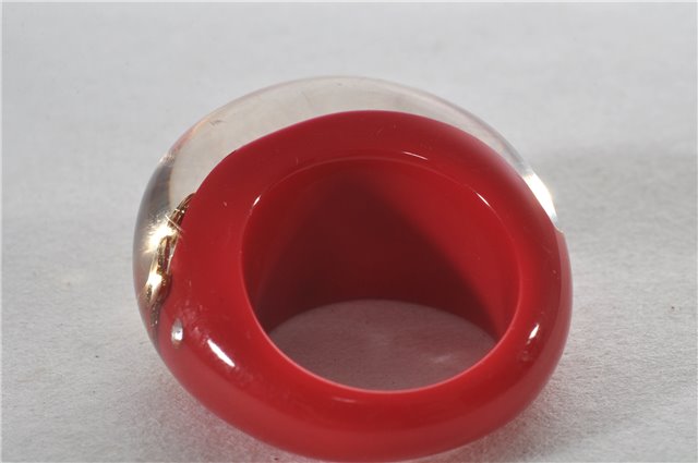 Authentic Louis Vuitton Berg Uncle John Ring Size 7 Red Clear M65776 LV 9610E