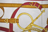 Authentic HERMES Carre 90 Scarf "Eperon d'or" Silk Bordeaux Red 9614D