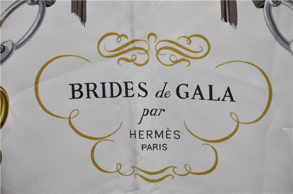 Authentic HERMES Carre 90 Scarf "BRIDES de GALA par" Silk Brown 9615D