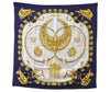 Authentic HERMES Carre 90 Scarf "LES CAVALIERS D'OR" Silk Navy 9616D