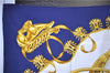 Authentic HERMES Carre 90 Scarf "LES CAVALIERS D'OR" Silk Navy 9616D