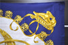 Authentic HERMES Carre 90 Scarf "LES CAVALIERS D'OR" Silk Navy 9616D