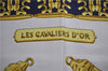 Authentic HERMES Carre 90 Scarf "LES CAVALIERS D'OR" Silk Navy 9616D