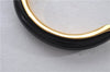 Authentic HERMES Vintage Leather Combination Bangle Bracelet Gold Black 9616E