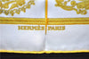 HERMES Petit Carre 40 Scarf Handkerchief "LES ARMES DE PARIS" Silk Yellow 9617D