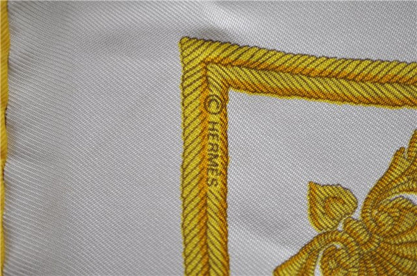 HERMES Petit Carre 40 Scarf Handkerchief "LES ARMES DE PARIS" Silk Yellow 9617D