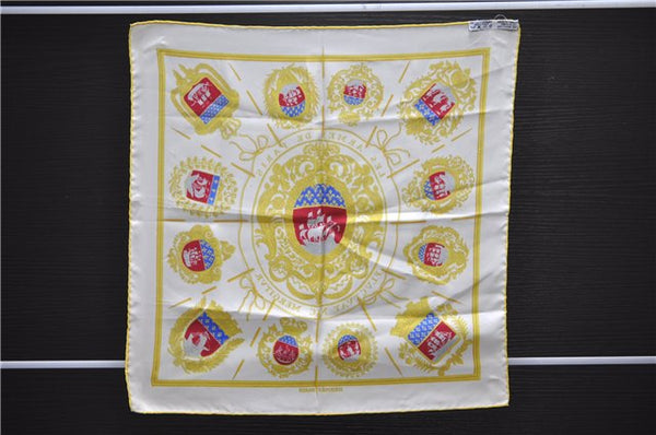 HERMES Petit Carre 40 Scarf Handkerchief "LES ARMES DE PARIS" Silk Yellow 9617D