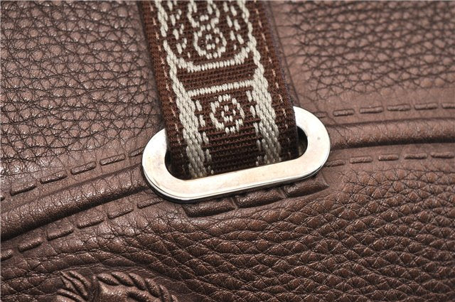 Authentic FENDI Selleria Villa Borghese Hand Tote Bag Purse Leather Brown 9619F