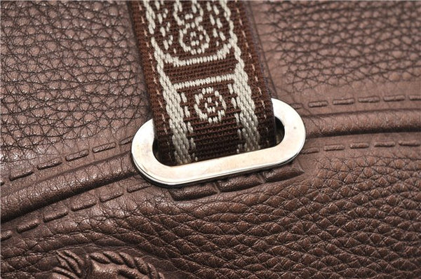 Authentic FENDI Selleria Villa Borghese Hand Tote Bag Purse Leather Brown 9619F