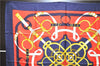 Authentic HERMES Carre 90 Scarf "Eperon d'or" Silk Navy 9621D