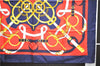 Authentic HERMES Carre 90 Scarf "Eperon d'or" Silk Navy 9621D