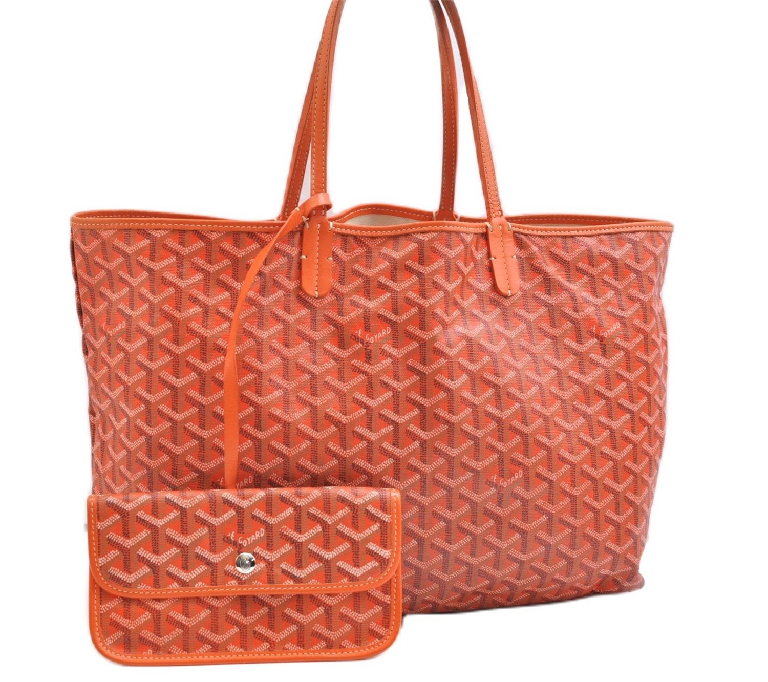 Authentic Goyard Saint Louis PM Shoulder Tote Bag PVC Leather Orange 9626E