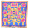 Authentic HERMES Carre 90 Scarf "TORANA" Silk Blue Beige 9631F