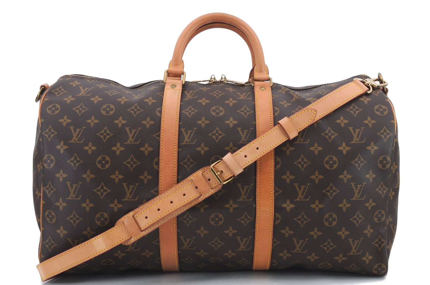 Auth Louis Vuitton Monogram Keepall Bandouliere 50 Boston Bag M41416 LV 9632C