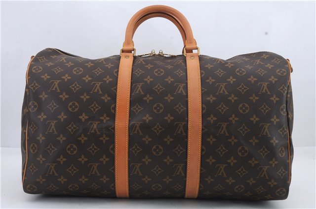 Auth Louis Vuitton Monogram Keepall Bandouliere 50 Boston Bag M41416 LV 9632C