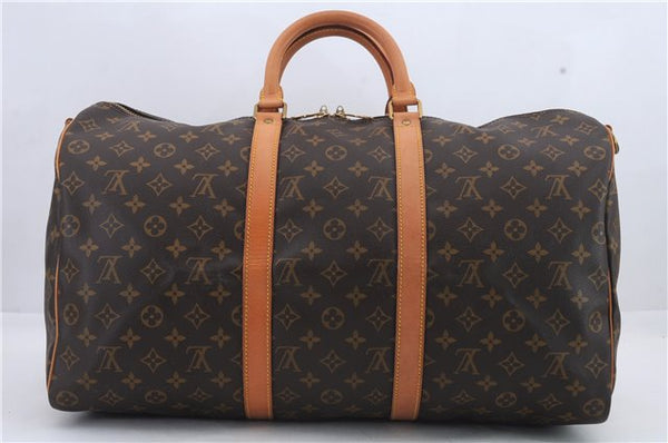Auth Louis Vuitton Monogram Keepall Bandouliere 50 Boston Bag M41416 LV 9632C