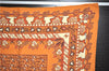 Auth HERMES Petit Carre 40 Scarf Handkerchief Plants Pattern Silk Orange 9633D