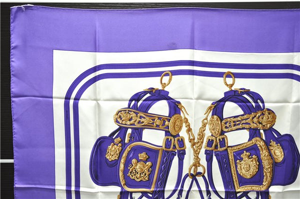 Authentic HERMES Carre 90 Scarf "BRIDES de GALA par" Silk Purple 9634D