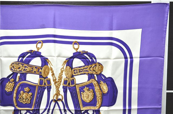 Authentic HERMES Carre 90 Scarf "BRIDES de GALA par" Silk Purple 9634D