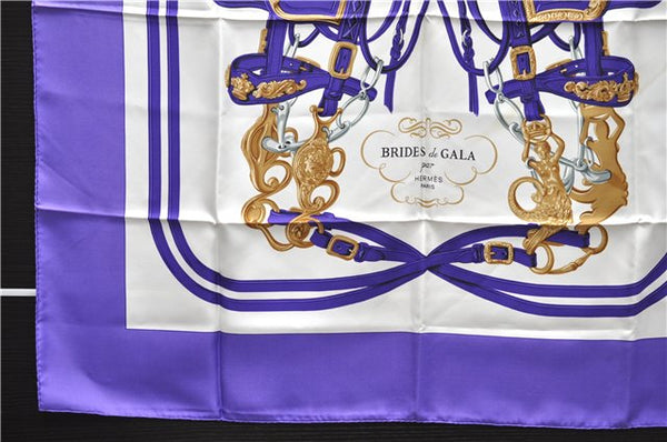 Authentic HERMES Carre 90 Scarf "BRIDES de GALA par" Silk Purple 9634D