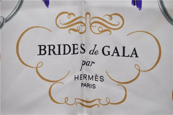 Authentic HERMES Carre 90 Scarf "BRIDES de GALA par" Silk Purple 9634D