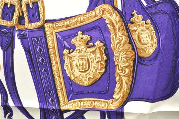 Authentic HERMES Carre 90 Scarf "BRIDES de GALA par" Silk Purple 9634D