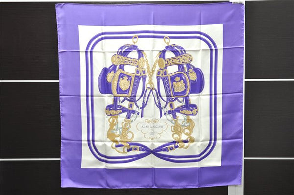 Authentic HERMES Carre 90 Scarf "BRIDES de GALA par" Silk Purple 9634D