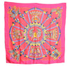 Authentic HERMES Carre 90 Scarf Scarab beetle Motif Silk Pink Gold 9635D