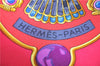 Authentic HERMES Carre 90 Scarf Scarab beetle Motif Silk Pink Gold 9635D