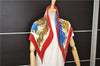 Authentic HERMES Pleats Scarf "MEXIQUE" Silk Red 9636E