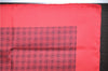 Authentic HERMES Petit Carre 40 Scarf Handkerchief Plaid Motif Silk Red 9638D