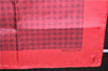 Authentic HERMES Petit Carre 40 Scarf Handkerchief Plaid Motif Silk Red 9638D