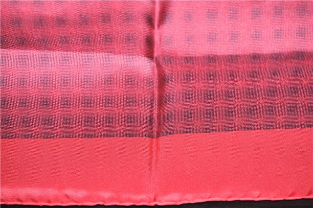 Authentic HERMES Petit Carre 40 Scarf Handkerchief Plaid Motif Silk Red 9638D