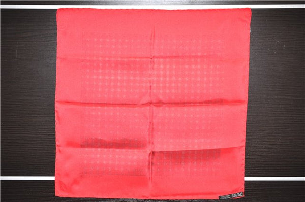 Authentic HERMES Petit Carre 40 Scarf Handkerchief Plaid Motif Silk Red 9638D