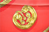 Authentic HERMES Carre 90 Scarf "LES CAVALIERS D'OR" Silk Red 9641D