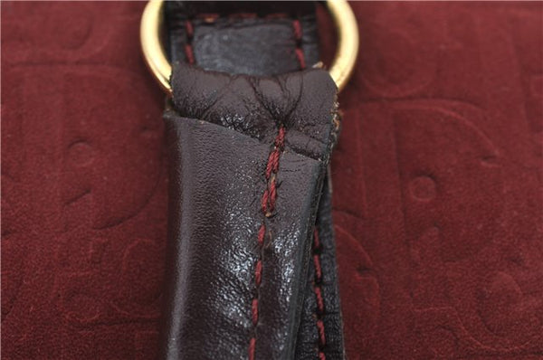 Authentic Christian Dior Trotter Hand Boston Bag Suede Leather Bordeaux 9641E