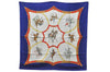 Authentic HERMES Carre 90 Scarf "ECOLE FRANCAISE D'EQUITATION" Silk Blue 9642D