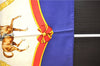 Authentic HERMES Carre 90 Scarf "ECOLE FRANCAISE D'EQUITATION" Silk Blue 9642D