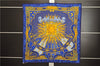 Authentic HERMES Carre 90 Scarf "CARPE DIEM" Silk Navy Blue 9645D