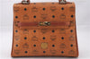 Authentic MCM Vintage Visetos Leather Hand Bag Purse Brown 9646E