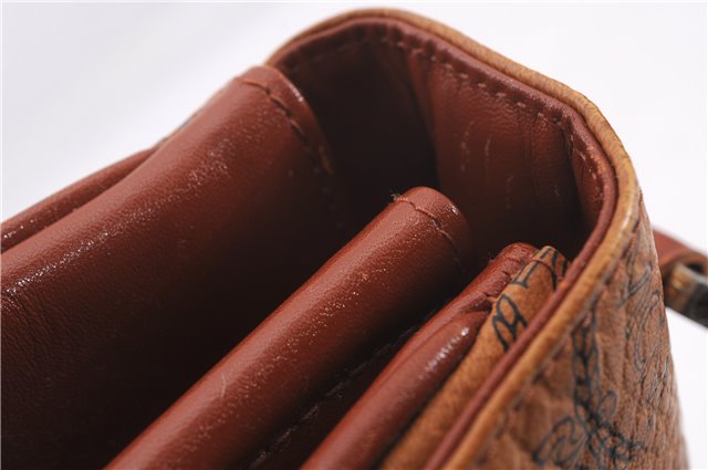 Authentic MCM Vintage Visetos Leather Hand Bag Purse Brown 9646E