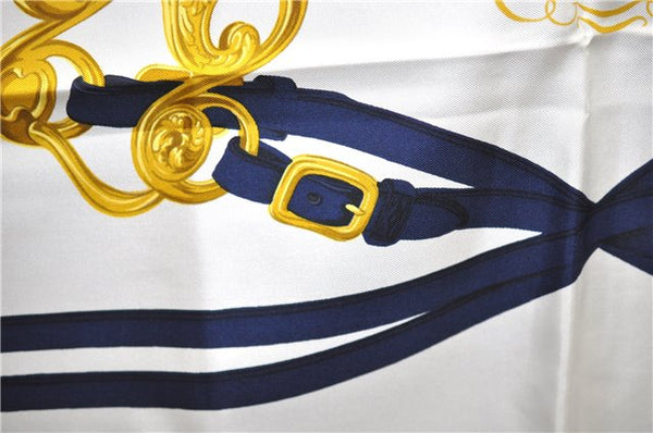 Authentic HERMES Carre 90 Scarf "BRIDES de GALA par" Silk Navy 9653D