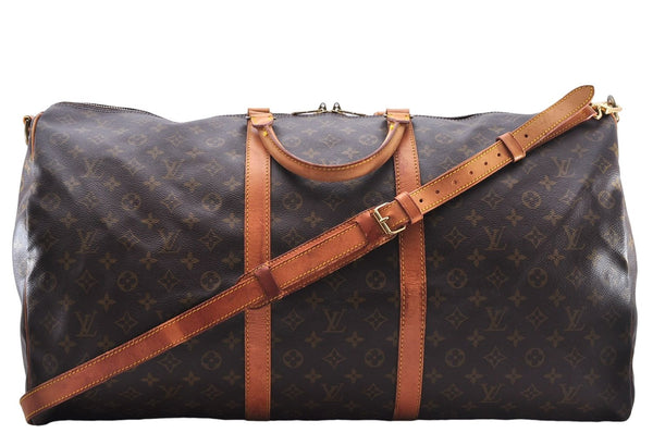 Auth Louis Vuitton Monogram Keepall Bandouliere 60 Boston Bag M41412 LV 9657D